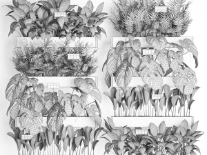 wooden flower boxes wall decor vertical garden 41 3D Model