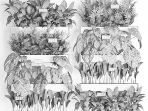 wooden flower boxes wall decor vertical garden 41 3D Model