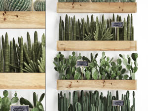wooden flower boxes wall decor vertical garden 42 3D Model