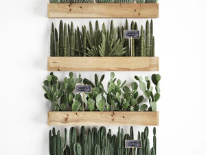 wooden flower boxes wall decor vertical garden 42 3D Model