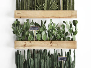 wooden flower boxes wall decor vertical garden 42 3D Model