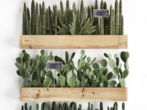 wooden flower boxes wall decor vertical garden 42 3Dモデル