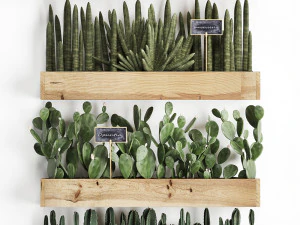 wooden flower boxes wall decor vertical garden 42 3D Model