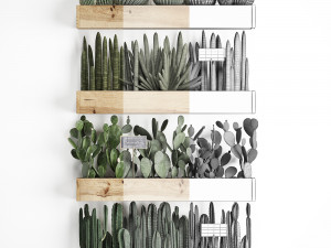 wooden flower boxes wall decor vertical garden 42 3Dモデル