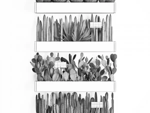 wooden flower boxes wall decor vertical garden 42 3D Model