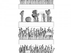 cactus set wall decor vertical garden 44 3D Модель