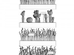 cactus set wall decor vertical garden 45 Modelo 3D