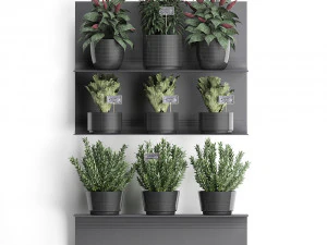 plant set wall decor vertical garden 51 3D Model