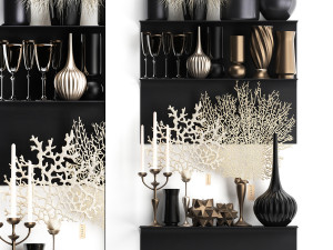 decorative set on a shelf with a coral 3D Model