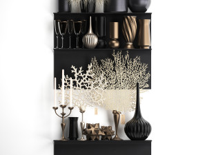 decorative set on a shelf with a coral 3D Модель