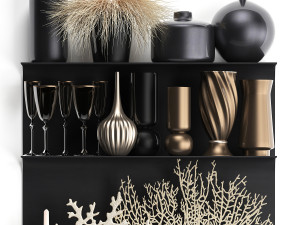 decorative set on a shelf with a coral 3D Модель