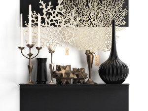 decorative set on a shelf with a coral 3D Модель