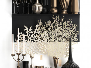 decorative set on a shelf with a coral 3D Модель
