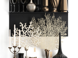 decorative set on a shelf with a coral 3D Модель