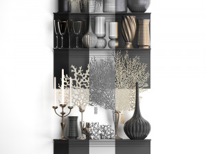 decorative set on a shelf with a coral 3D Модель