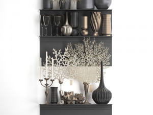 decorative set on a shelf with a coral 3D Модель