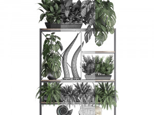 shelf rack with decor and plants Modelo 3D