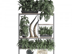 shelf rack with decor and plants Modelo 3D