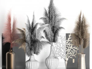 dry reed shelf decor collection 3D Model