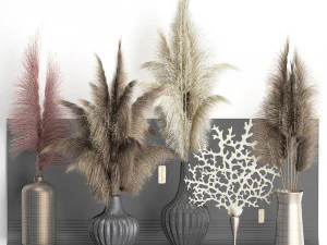 dry reed shelf decor collection 3D Model