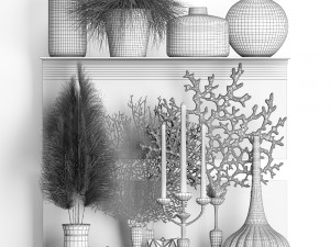 decorative shelf with coral and reeds Modèle 3D