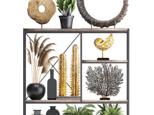 shelf rack with decor and plants 10 3D Model