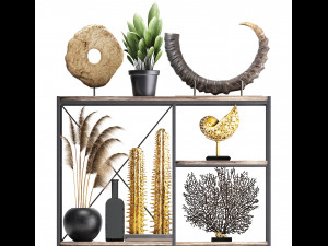 shelf rack with decor and plants 10 3D Model