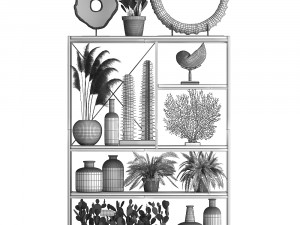 shelf rack with decor and plants 10 3D Model