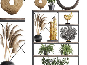 shelf rack with decor and plants 14 3D Модель