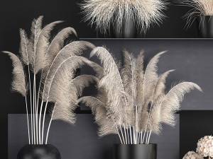 collection of dried flowers in vases 91 Model 3D