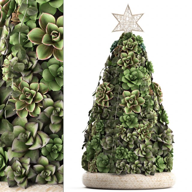 new year tree made of succulents 420 Model 3D .c4d .max .obj .3ds .fbx .stl .blend 