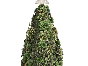 new year tree made of succulents 420 Model 3D