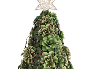 new year tree made of succulents 420 Model 3D