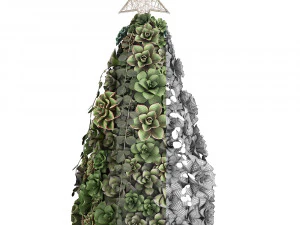 new year tree made of succulents 420 3D Model