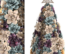 new year tree made of succulents 421 3D Model