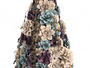 new year tree made of succulents 421 3D Model
