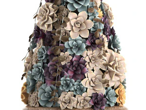 new year tree made of succulents 421 3D Model