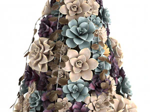 new year tree made of succulents 421 3D Model