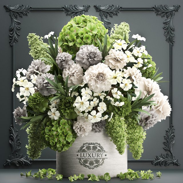 bouquet of flowers in a gift box 90 3D Модель .c4d .max .obj .3ds .fbx .stl .blend 