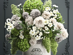 bouquet of flowers in a gift box 90 3D Model