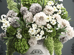 bouquet of flowers in a gift box 90 3D Модель
