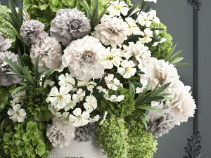 bouquet of flowers in a gift box 90 3D Модель