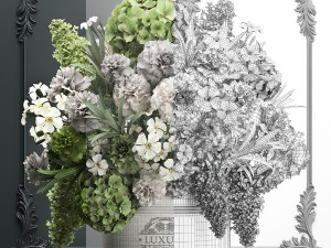 bouquet of flowers in a gift box 90 3D Модель