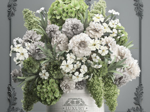 bouquet of flowers in a gift box 90 3D Модель