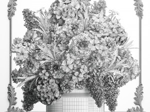 bouquet of flowers in a gift box 90 3D Модель