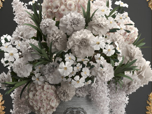 bouquet of white flowers in a gift box 91 3D Modell