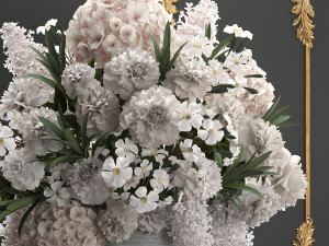bouquet of white flowers in a gift box 91 3D Modell