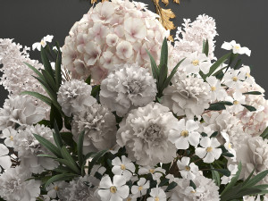 bouquet of white flowers in a gift box 91 3D Modell