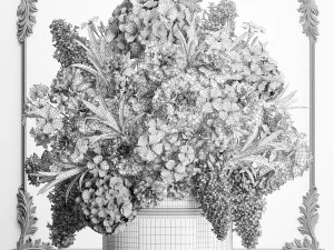 bouquet of white flowers in a gift box 91 3D Model