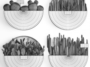 cactus set wall decor vertical garden 55 Modelo 3D